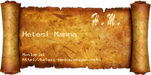 Hetesi Manna névjegykártya